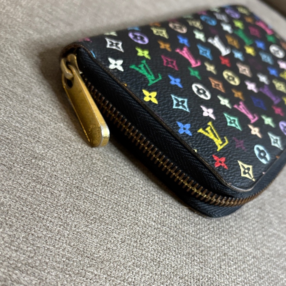 Louis Vuitton Black Takashi Murakami Monogram Zip Wallet - Picture 6 of 9